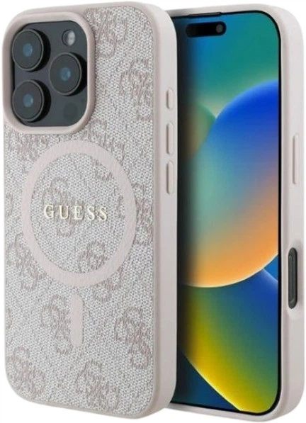 Панель Guess 4G Ring Classic Logo MagSafe для Apple iPhone 16 Pro Pink (GUHMP16LG4GFRP) - зображення 1