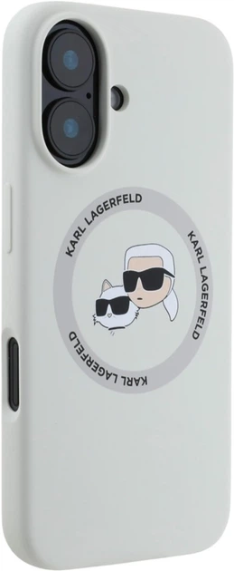 Etui Karl Lagerfeld Silicone Double Heads And Circle MagSafe do Apple iPhone 16 Beige (KLHMP16SSKCHTCE) - obraz 4