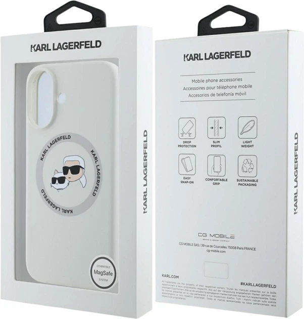 Etui Karl Lagerfeld Silicone Double Heads And Circle MagSafe do Apple iPhone 16 Beige (KLHMP16SSKCHTCE) - obraz 8