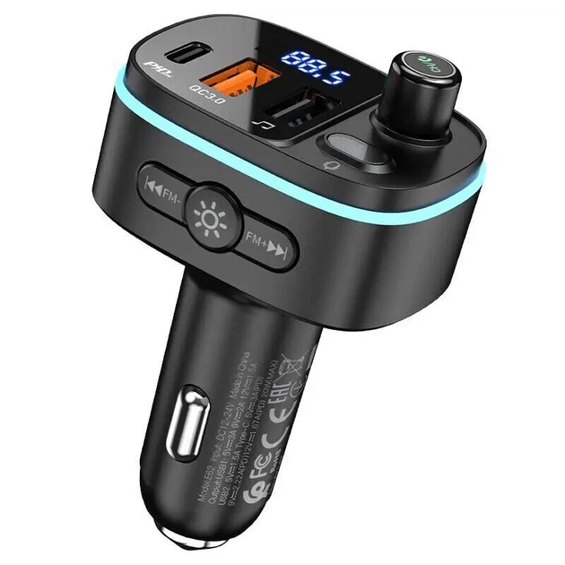 FM-модулятор HOCO E62 2USB PD20W QC3.0 bluetooth 5.0 чорний - Фото 6 FM-модулятор HOCO E62 2USB PD20W QC3.0 bluetooth 5.0 чорний - изображение 6