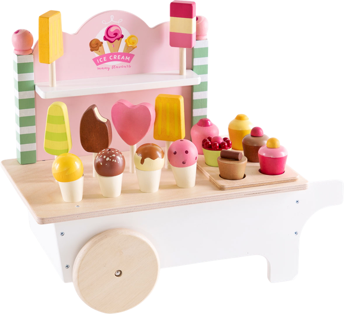 Zestaw do zabawy Mentari Drewniany wózek z lodami (RS1060) - obraz 1
