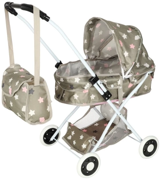 Wózek dla lalek KIK Gondola Głęboka + Torba Gwiazdki (5903039764743) - obraz 1