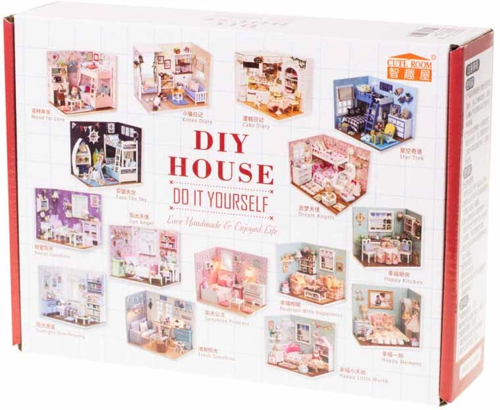 Domek dla lalek Cuteroom drewniany Salon Model do Złożenia LED 8008-A 20.6 cm (5903039761131) - obraz 5