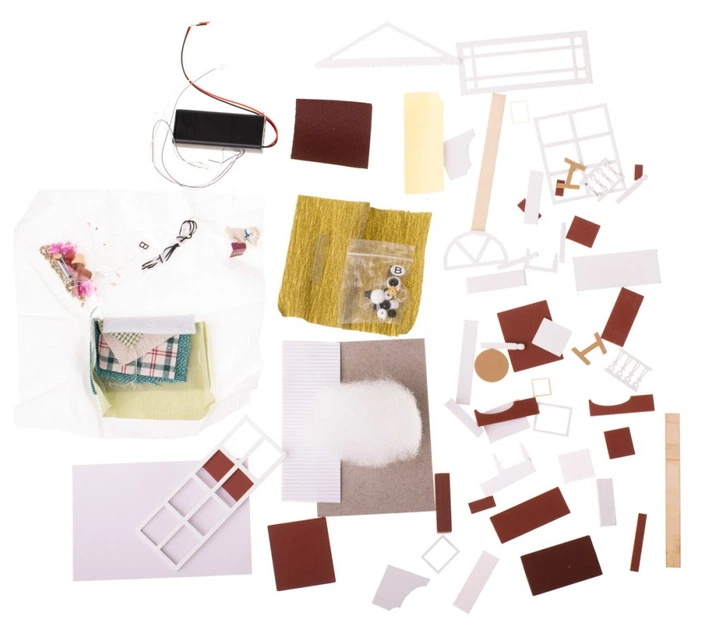 Domek dla lalek Cuteroom drewniany Salon Model do Złożenia LED 8008-A 20.6 cm (5903039761131) - obraz 3