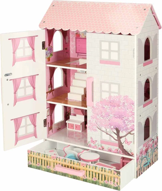 Будиночок для ляльок Lulilo Papilio дерев’яний 80 см Рожевий (5903039754782) - зображення 2