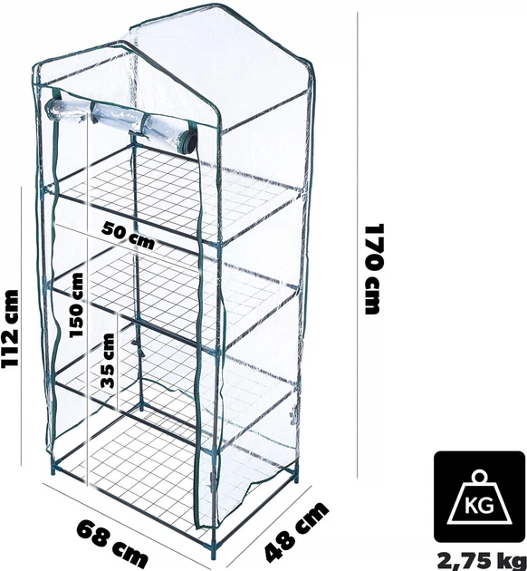 Szklarnia ogrodowa 4-poziomowa Kadax Salbris 170 x 68 cm Ciemnozielona (K11331) - obraz 7