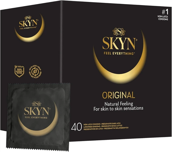 Безлатексні преміум-презервативи SKYN Original 40 шт - Фото 1 Безлатексні преміум-презервативи SKYN Original 40 шт - зображення 1