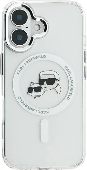 Панель Karl Lagerfeld IML Metal Karl&Choupette Head MagSafe для iPhone 16 White (3666339318123) - зображення 3