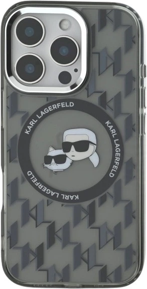 Панель Karl Lagerfeld IML Monogram Karl&Choupette Head MagSafe для iPhone 16 Pro Black (3666339318383) - зображення 3