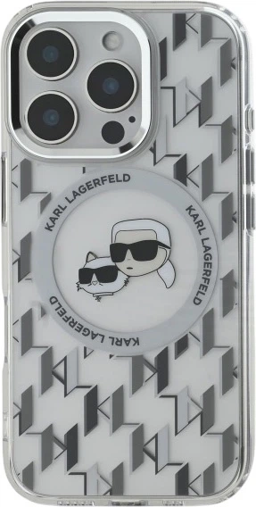 Панель Karl Lagerfeld IML Monogram Karl&Choupette Head MagSafe для iPhone 16 Pro Transparent (3666339318505) - зображення 3