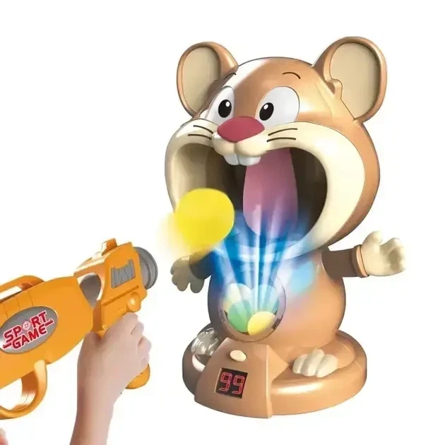 Інтерактивна гра повітряний тир Hamster With Gunner Пістолет з кульками і мішень Хом'як з дисплеєм рахунку - зображення 6
