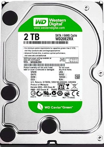Накопитель HDD SATA 2.0TB WD Green 5400rpm 64МB (WD20EZRX) – фото