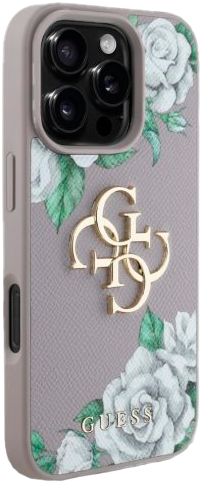 Панель Guess Grained Roses Big 4G для Apple iPhone 16 Pro Max Purple (3666339427252) - зображення 4