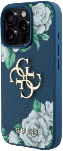 Панель Guess Grained Roses Big 4G для Apple iPhone 16 Pro Blue (3666339427399) - зображення 2