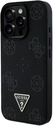 Панель Guess Grained Hot Stamp Peony Triangle Logo MagSafe для Apple iPhone 16 Pro Black (3666339427542) - зображення 4