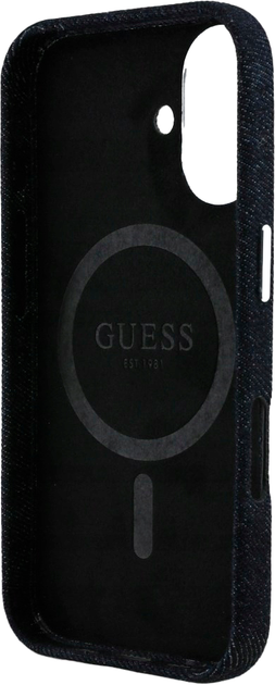 Etui Guess Denim Triangle Logo MagSafe do Apple iPhone 16 Black (3666339428129) - obraz 7