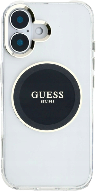 Панель Guess IML Metal Colored Circle Classic Logo MagSafe для Apple iPhone 16 Transparent/Black (3666339428426) - зображення 3