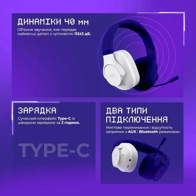 Бездротова ігрова гарнітура Proove Gaming Bliss (APP) white (GHBLPP010002) - зображення 13