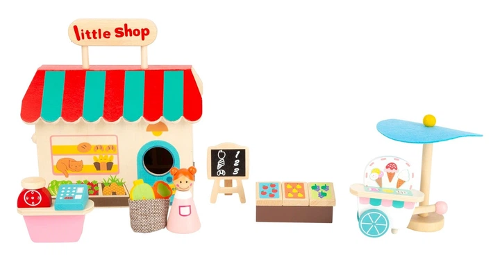 Zestaw do zabawy Small Foot Drewniany sklepik w walizce (11393) (4020972113931) - obraz 3