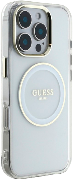 Панель Guess IML Metal Colored Circle Classic Logo MagSafe для Apple iPhone 16 Pro Transparent/White (3666339428891) - зображення 2