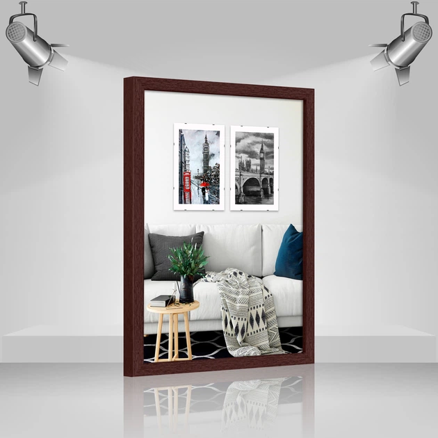 Фоторамка пластиковая 24х30 багет: AM1513-1118-1 Темное дерево (с глянцевым прозрачным пластиком 0.8мм, двп) EmojiFrame - изображение 2