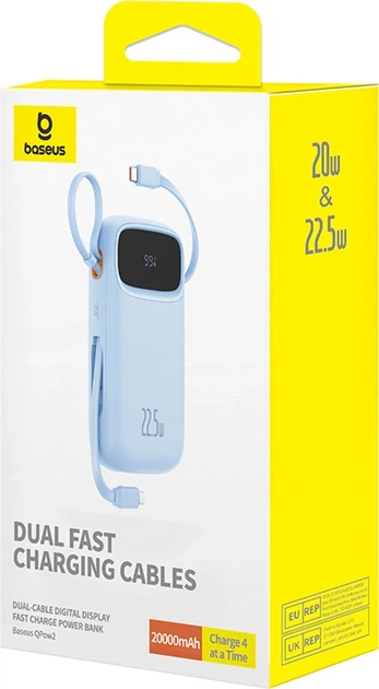 Powerbank Baseus Qpow2 20000 mAh 22.5W Blue (P10055002313-00) - obraz 9