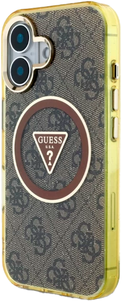 Etui Guess IML Metal Glitter 4G Circle Triangle MagSafe do Apple iPhone 16 Bronze (3666339430214) - obraz 2
