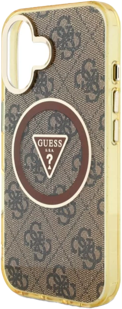 Etui Guess IML Metal Glitter 4G Circle Triangle MagSafe do Apple iPhone 16 Bronze (3666339430214) - obraz 6