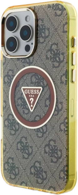 Etui Guess IML Metal Glitter 4G Circle Triangle MagSafe do Apple iPhone 16 Pro Max Bronze (3666339430245) - obraz 2