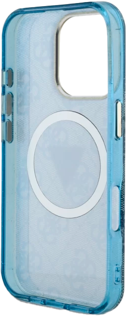 Etui Guess IML Metal Glitter 4G Circle Triangle MagSafe do Apple iPhone 16 Pro Blue (3666339430382) - obraz 7