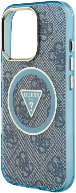 Etui Guess IML Metal Glitter 4G Circle Triangle MagSafe do Apple iPhone 16 Pro Max Blue (3666339430399) - obraz 6