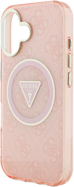 Etui Guess IML Metal Glitter 4G Circle Triangle MagSafe do Apple iPhone 16 Pink (3666339430511) - obraz 6