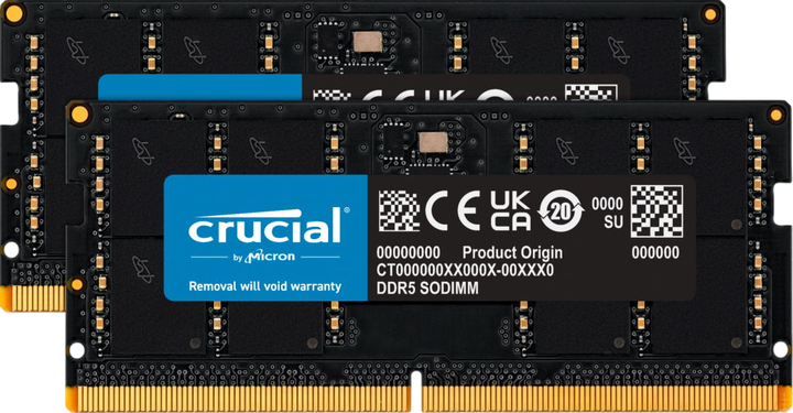 Оперативна пам'ять Crucial 64GB (2x32GB) SODIMM DDR5 5600MHz (CT2K32G56C46S5) - Фото 1 Оперативна пам'ять Crucial 64GB (2x32GB) SODIMM DDR5 5600MHz (CT2K32G56C46S5) - зображення 1