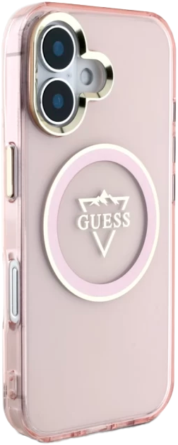Etui Guess IML Metal Mountain Logo MagSafe do Apple iPhone 16 Pink (3666339434113) - obraz 4