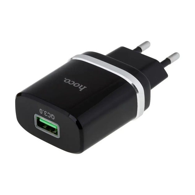Мережевий зарядний пристрій HOCO C12Q Smart QC3.0 charger 18W Black - зображення 3