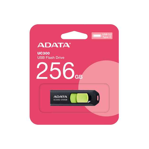 Флеш-накопичувач Adata USB 3. 2 Gen1 UC300 Type-C 256Gb чорний/зелений - изображение 2