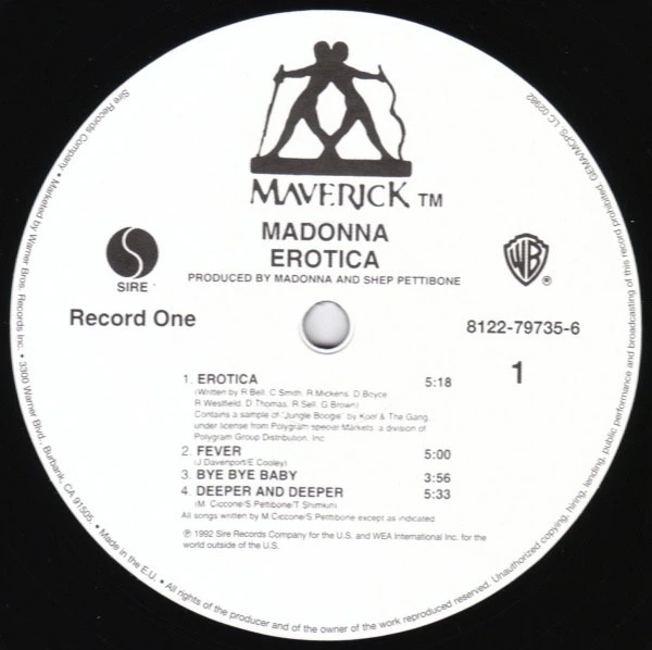 Виниловая пластинка Madonna - Erotica 2 LP Set 1992 (8122-79735-6, Re-issue) Warner/EU Mint (art.216766) - Фото 3 Виниловая пластинка Madonna - Erotica 2 LP Set 1992 (8122-79735-6, Re-issue) Warner/EU Mint (art.216766) - изображение 3