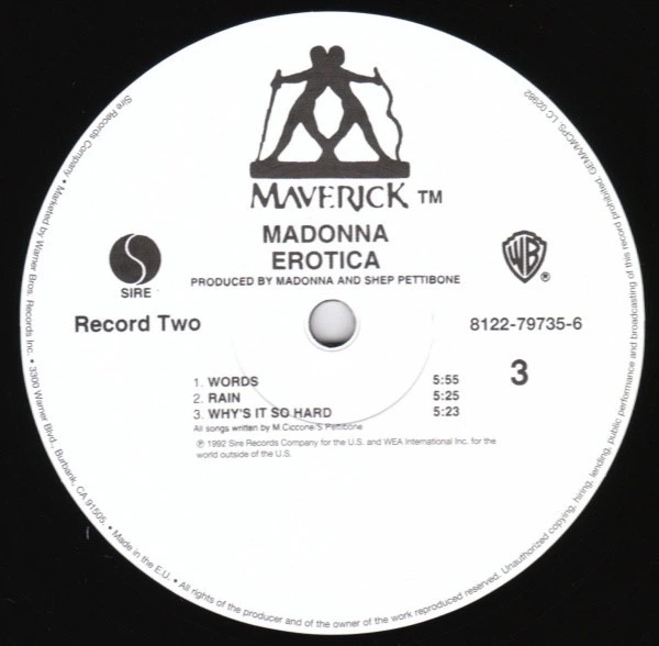Виниловая пластинка Madonna - Erotica 2 LP Set 1992 (8122-79735-6, Re-issue) Warner/EU Mint (art.216766) - Фото 5 Виниловая пластинка Madonna - Erotica 2 LP Set 1992 (8122-79735-6, Re-issue) Warner/EU Mint (art.216766) - изображение 5