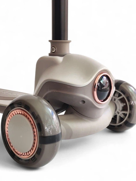 Детский трёхколёсный самокат Scooter Cosmo с музыкой, подсветкой и складной конструкцией, серый - изображение 3