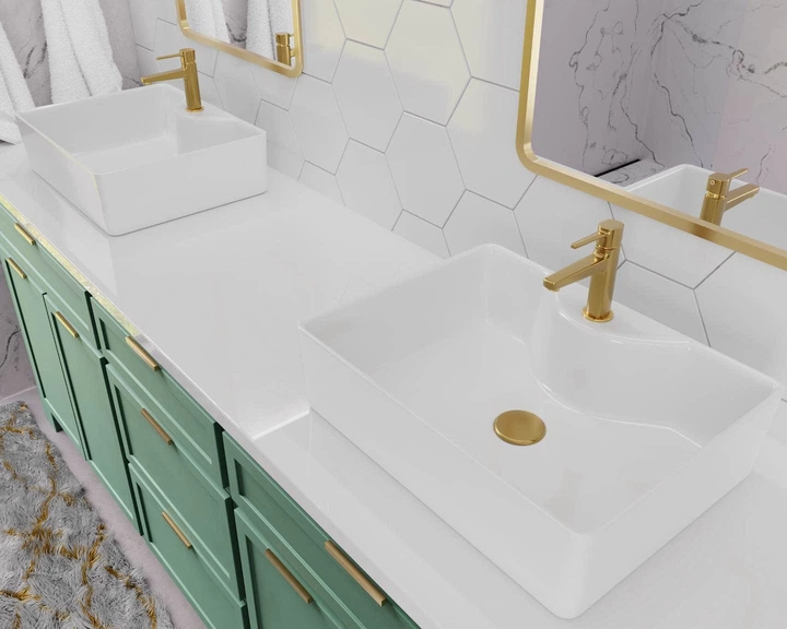 Змішувач для раковини Invena Glamour BU-02-009-V Золотий - зображення 3