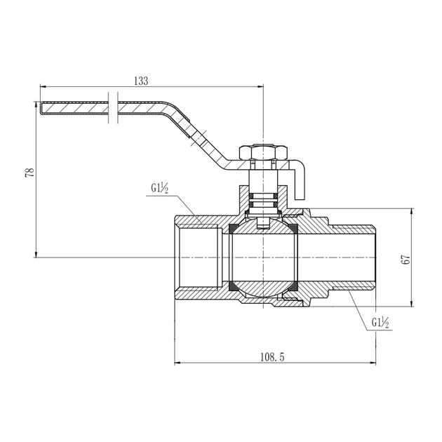 Кран шаровой Thermo Alliance Forte 1" 1/2 ВН для газа (ручка) SF605G40 - изображение 2