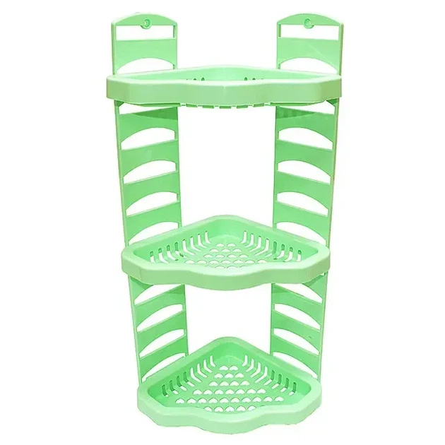 Зелена кутова регульована пластикова полиця, 3 яруси Efe plastics - зображення 2
