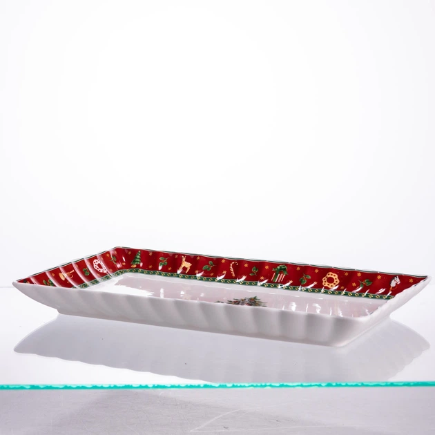 Блюдо сервировочное новогоднее для закусок Christmas 30.5×17.5×2.5 (см) прямоугольное из фарфора HP-SDHK-21 - Фото 5 Блюдо сервировочное новогоднее для закусок Christmas 30.5×17.5×2.5 (см) прямоугольное из фарфора HP-SDHK-21 - изображение 5