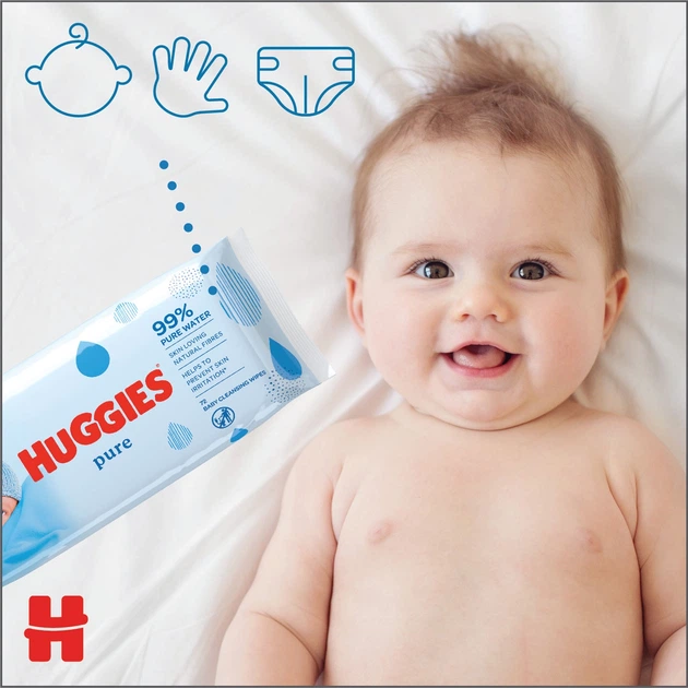 Дитячі вологі серветки Huggies Pure 4 x 168 шт (5029053550091/4) - зображення 6