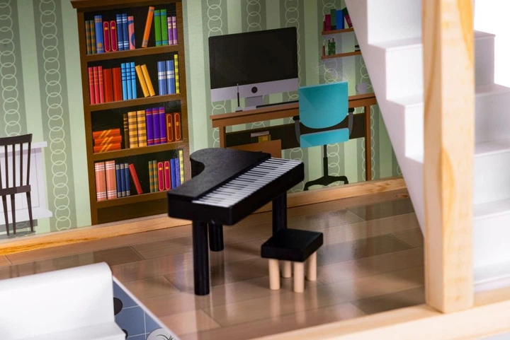 Domek dla lalek drewniany EcoToys 3 piętra Taras z kompletem 15 mebelków (5905817004003) - obraz 6