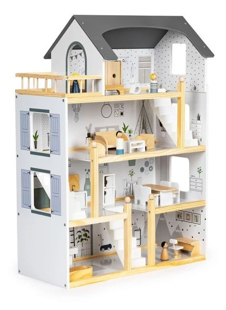Будиночок для ляльок дерев’яний EcoToys з комплектом із 18 меблів (5905817000470) - зображення 2