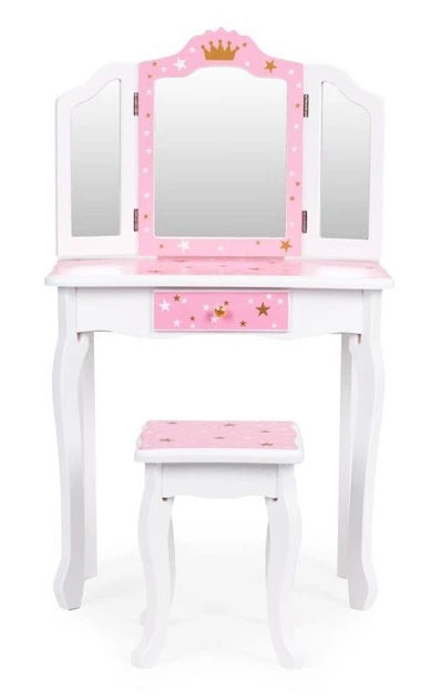 Туалетний столик дитячий EcoToys з потрійний дзеркалом, табуретом та шухлядою (5905817007554) - зображення 3