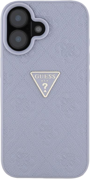 Etui Guess Hot Stamp 4G Pattern Triangle Metal Logo do Apple iPhone 16 Purple (3666339425425) - obraz 3