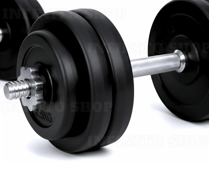 Гантель композитная наборная 27,5 кг WCG Strong Edition со стальным грифом Ø28 мм (антиударные диски) - Фото 5 Гантель композитная наборная 27,5 кг WCG Strong Edition со стальным грифом Ø28 мм (антиударные диски) - изображение 5