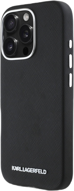Панель Karl Lagerfeld Saffiano Full Wrapped Elongated Metal Logo MagSafe для Apple iPhone 16 Pro Black (3666339359461) - зображення 2